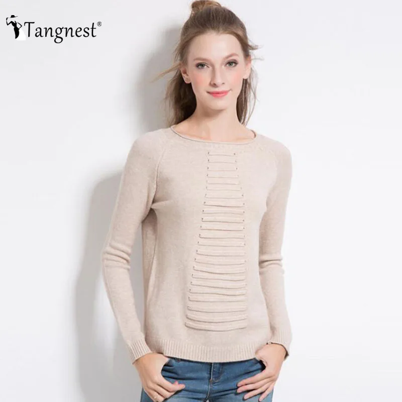 TANGNEST Women Slim Casual Solid Color Knitted Sweater 2018 New Spring European Simple Fashion Pullovers | Женская одежда