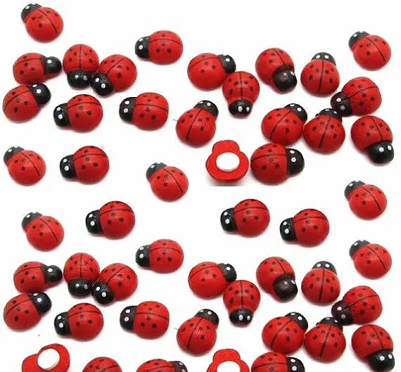 1000pcs Wood Ladybirds Ladybugs Sticker Flatbacks Crafts Embellishents