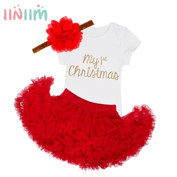 Christmas Romper With Skirt Headband