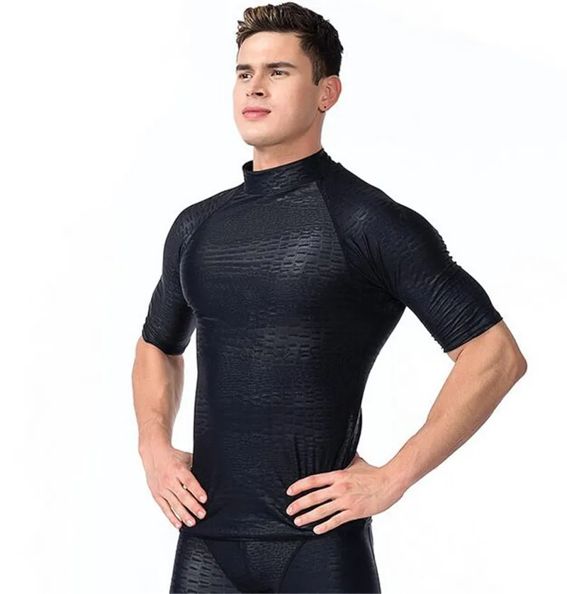 SBART Men Half Sleeve Swim Shirt Surfing Wear Quick Dry Waterproof Rash Guards Professional Beach Shirt Diving Wetsuit Swimwear