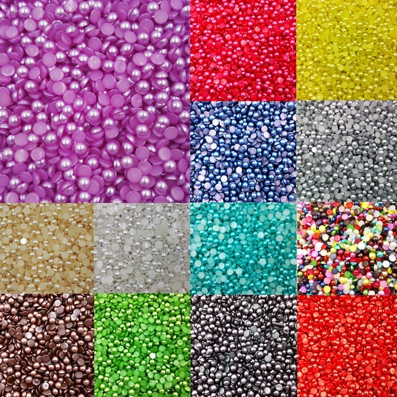 500pcs 3mm Half Round Acrylic Imitation Flatback Pearl Beads diy mobile Nail Stickers Nail Art  Jewelry Accessories (21)