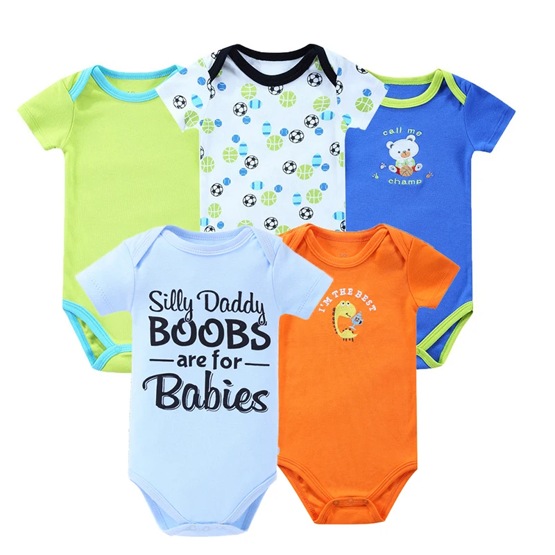 Baby Bodysuits 5 Pcs/lot Baby Boy Girl Clothes Printed Baby Boy