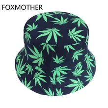 FOXMOTHER Панк Хип-хоп открытый зеленый черный цвет лист травы ведро шапки мужские