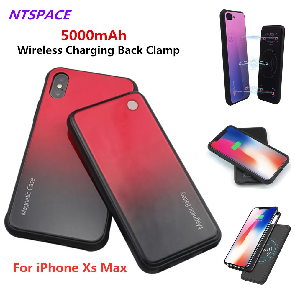 

5000mAh New Fashion Wireless Magnetic Battery Case Charging Case For iPhone XS MAX Ultra-thin Portable Power Bank Power Case