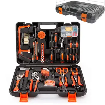 

102 PCS Electric Hand Tool Set Box General Household Repair Tool Kit with Plastic Toolbox Storage Case Socket Wrench Screwdriver