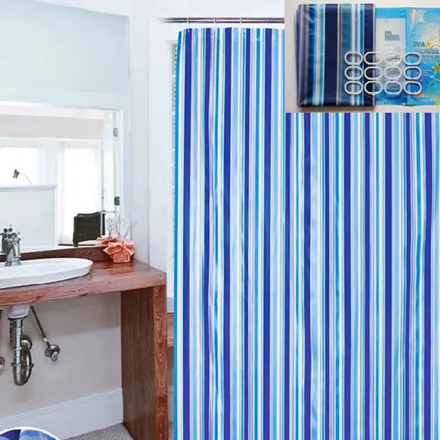 180x180cm Bathroom Curtain Luxury Stripe Mould Resistant Waterproof 180x180cm Bathroom Curtain Luxury Stripe Mould Resistant Waterproof Bath Shower With 12pcs Plastic Hooks