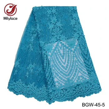 

Milylace African tulle lace fabric wedding net lace fabrid pretty french laces fabrics 5 yards per lot BGW-45