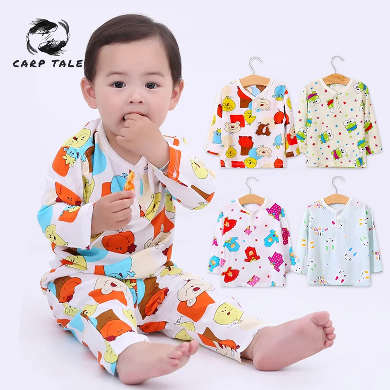 

2019 summer children's boys and girls pajamas thin section cotton silk baby air conditioning suit baby home service suit