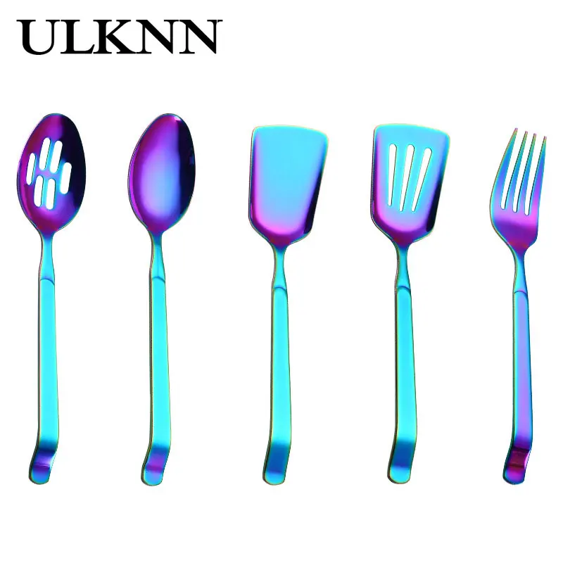 

ULKNN Stainless Steel Colourful Kitchenware Fork Serving Fork Housewear Furnishings Kitchen Utensils Kitchenware Fork