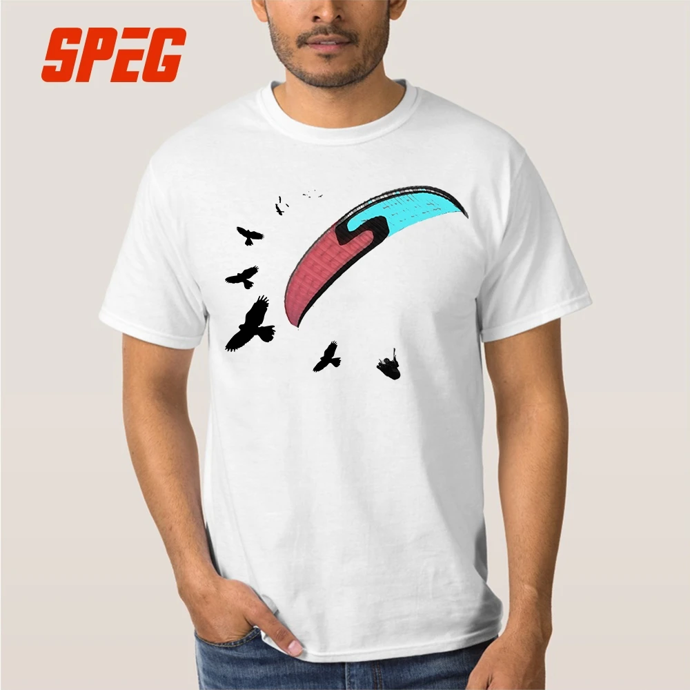 

Cool Tee Shirts for Guys Paragliding with Buzzard T-Shirt Paraglider Funny Men's Pre-Cotton Short Sleeve T Shirts Big Size Man
