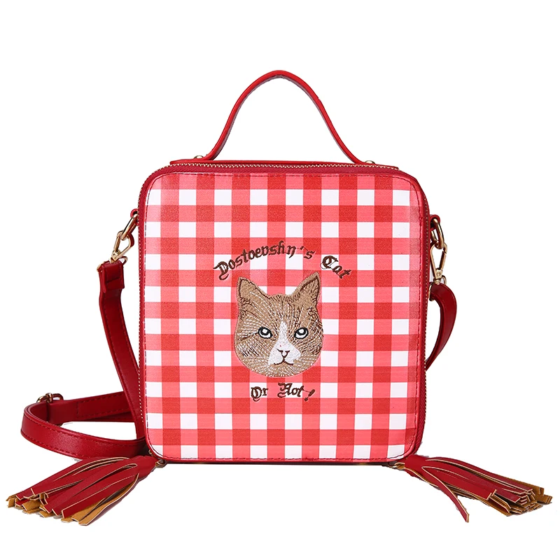 

2019 new cartoon cat lady messenger bag high quality crossbody bag PU leather ladies shoulder bag handbags Bolsas Feminina