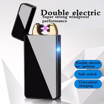 

Double Arc Lighter Windproof Electronic USB Recharge Lighter Gravity Sensor with LED Buttons Cigarette Smoking Electric Lighter
