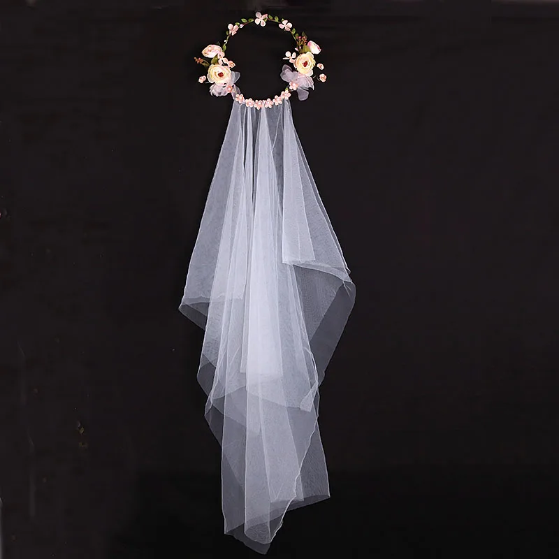 XinYun ручной работы цветок корона белая вуаль ткань цветок свадебный головной убор жемчуг свадебные аксессуары для волос цветок корона для волос - Цвет: 8058