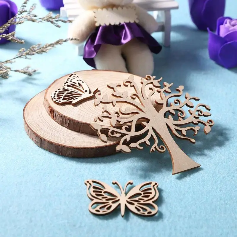 

Hollowed Wood Carving Ornaments Natural Fresh DIY Wall Decoration for Party Wedding Decoration Wood Craft