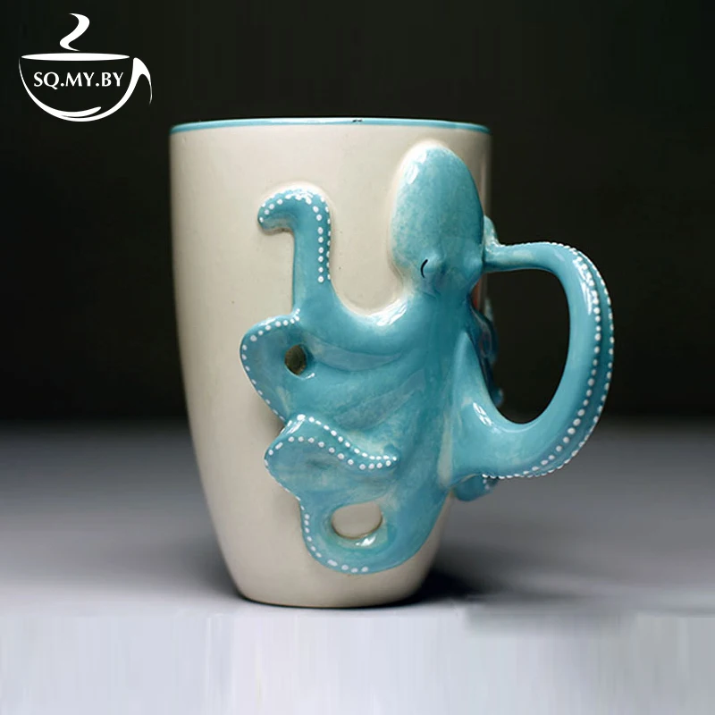 

2016 New Arrival High Quality 3D Solid Animal Cup Octopus Hand-painted Ceramic Coffee Tea Milk Mug Creative Cute Birthday Gift