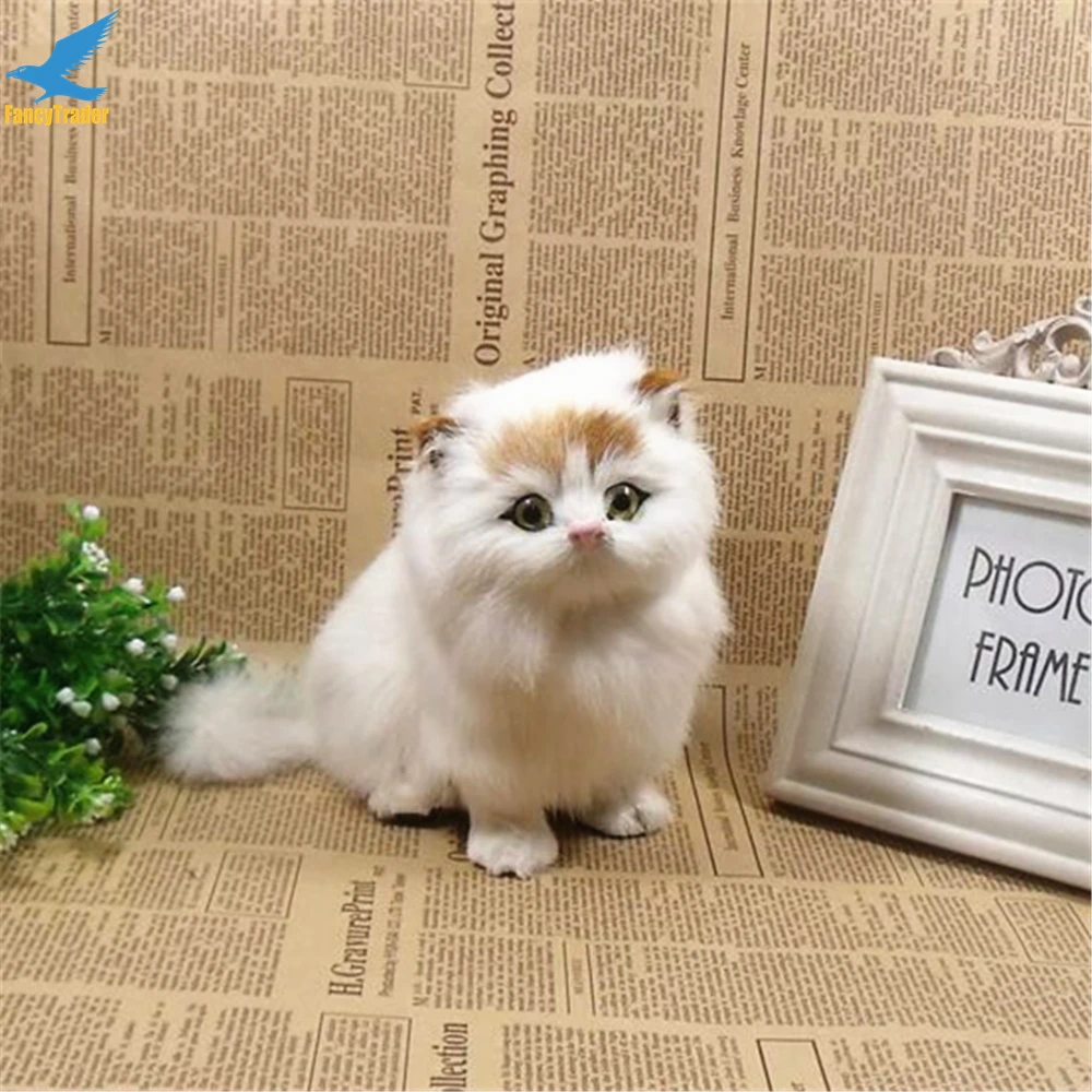 Simulation Mini Long Plush Animal Cat White Baby Toy Gift for Decoration (1)