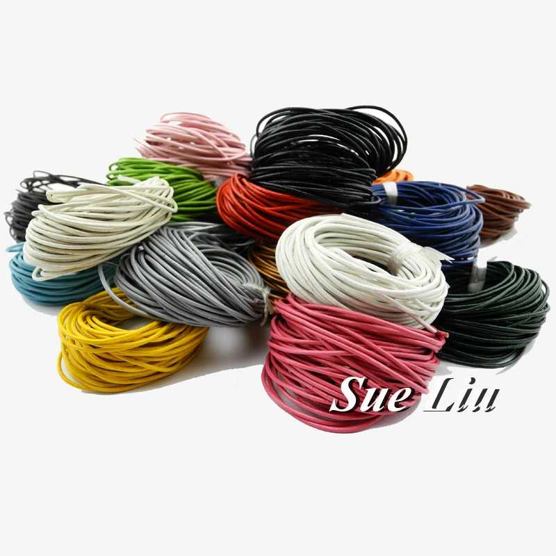 

1.5mm 2.0mm Round Genuine Leather Cord - 3m each piece