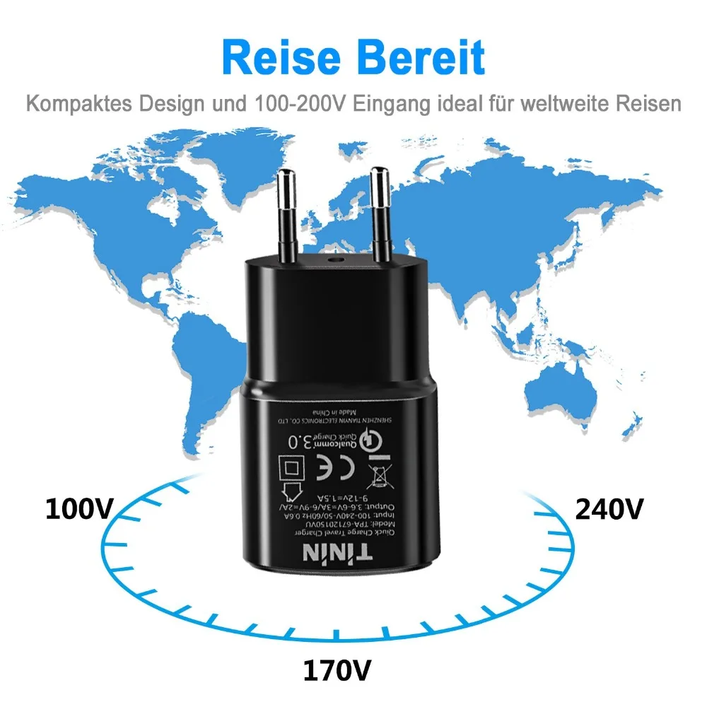 USB Charger with Quick Charge 3.0 18W Power Adapter Charging Adapter QC 3.0 Charging Plug for Samsung Iphone HTC Huawei Nexus