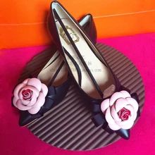 Flats Plus Size 40 Liner Genuine Leather 2016 New Pointed Toe Flat Shoes Women Single Shoes Camellia Female Autumn Scarpe Donna