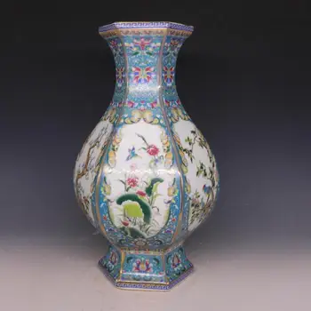 

3 Antique QingDynasty porcelain vase,Enamel color Six parties bottle,Hand-painted crafts,Decoration,Collection&Adornment