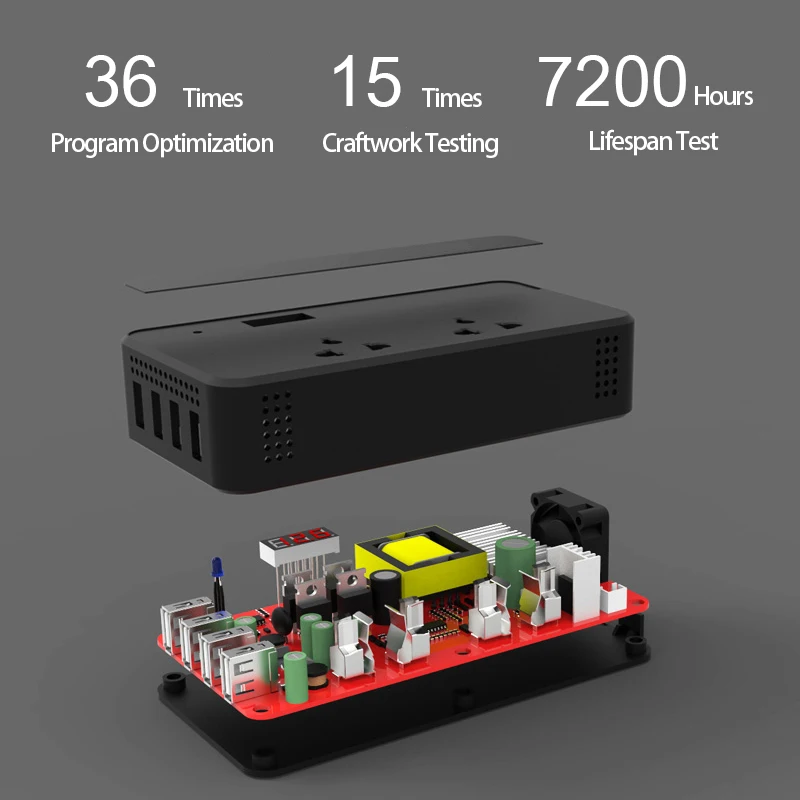 Автомобильный инвертор 12 В 220 200 Вт преобразователь напряжения с 4 usb разъемами