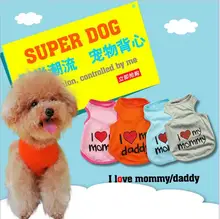 2016 New Summer Pet Puppy Small Cat Pet Dog Clothes Vest I Love My Mommy style T Shirt Apparel Hot Sale free shipping
