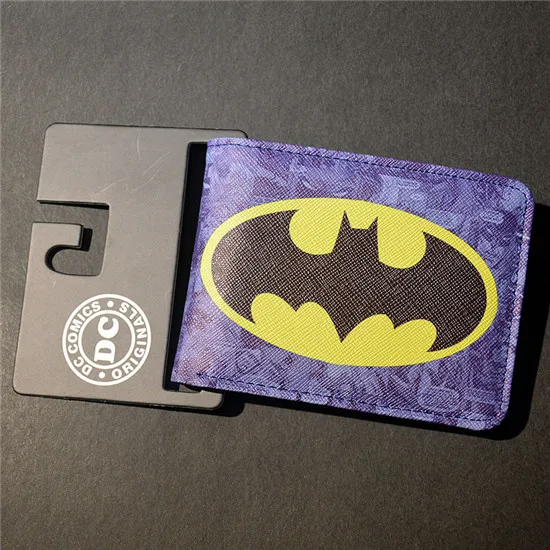 Комиксы DC Marvel Джокер Бэтмен вампир Логотип кошелек кредитный держатель для карт кошельки с персонажами мультфильмов - Цвет: bat log purple