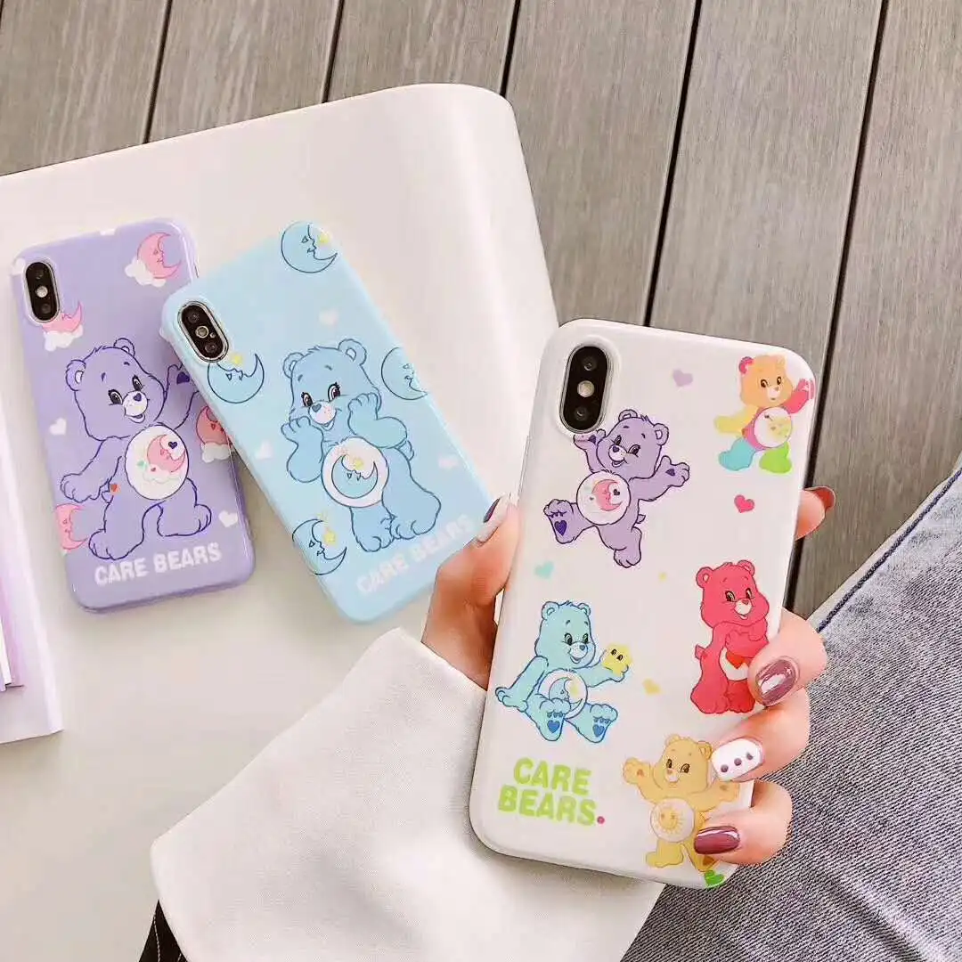 

Cute Cartoon anime rainbow moon small bear game Case for iphone xr xs max x 6 6S 7 8 Plus soft silicone phone back cover fundas