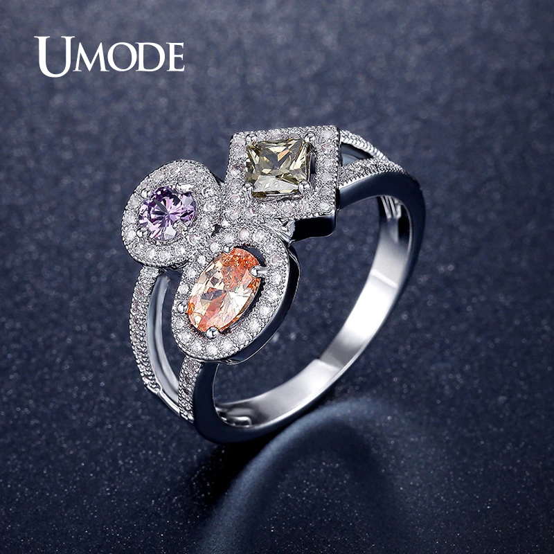 font b UMODE b font New AAA Cubic Zircon Cocktail font b Ring b font