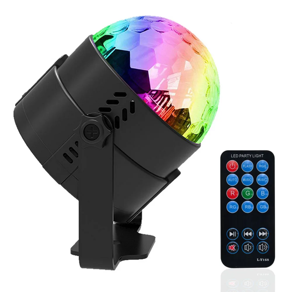 Jiawen Sound Activated Disco Lights Rotating Ball Lights 3W RGB LED