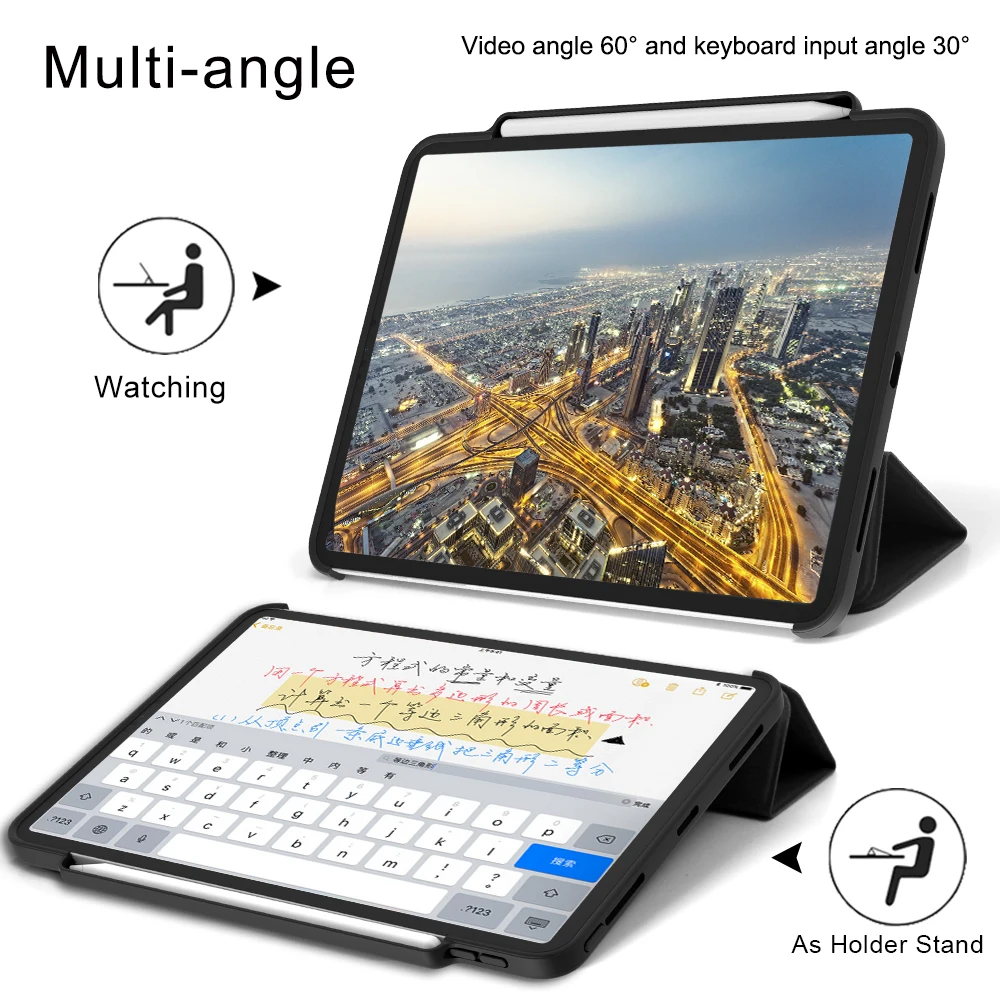 Для iPad Pro 12.9 2018 Чехол Карандаш Держатель Ткань Кожа Микрофибра Внутренняя Смарт