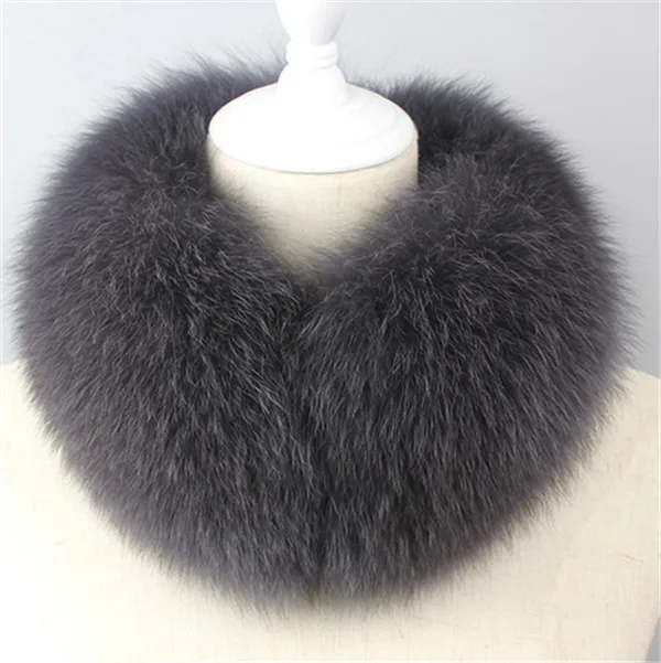 Hot Sale Real Fox Fur Collar Women Natural Fox Fur Scarf Winter Minter Multiple Colour Fur Scarves - Цвет: Dark gray