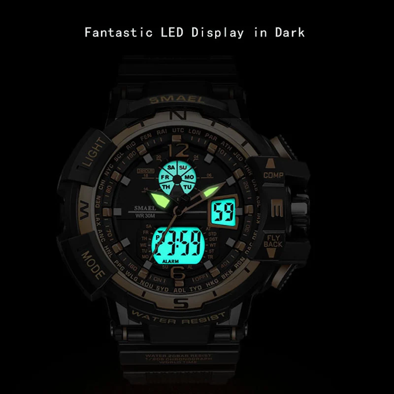 Beli Merek mewah Gaya G Kejutan Menonton Orang Militer Olahraga Jam Tangan Digital 50 M Waterproof Jam Tangan Elektronik Karet gelang Jam Laki laki