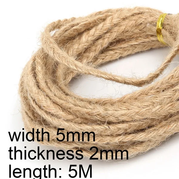 Размер 2-6 мм веревка из мешковины натуральный джут шпагат из мешковины пеньковая веревка упаковка для свадебного подарка Шнуры нить посылка 5-50 м - Цвет: 5x2mm 5Meters