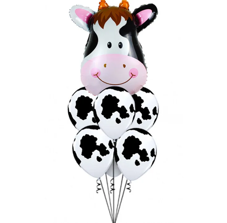 Животные воздушный шар из фольги корова печати латексные воздушные шары 12 дюймов 3,2 г баллон для задний фон с изображением фермы вечерние Детские воздушные шары для украшения дня рождения - Цвет: nainiu