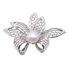 JYX цветок булавки пресноводный жемчуг брошь белый жемчуг булавка красивый кулон 2 способа драгоценность