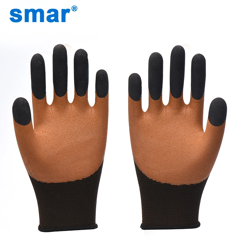

Smar Free Delivery Safety Working Gloves 1 Pair Latex Microfine Foam Gloves Outdoor Men Use Muti-Function Brown Cover Gloves