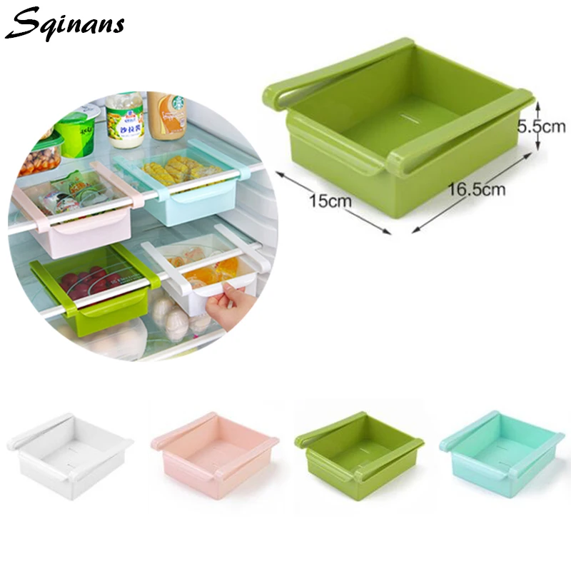 

Sqinans Drawer Style Plastic Kitchen Refrigerator Storage Rack Fridge Freezer Food Storage Shelf Rack Kitchen Organizer