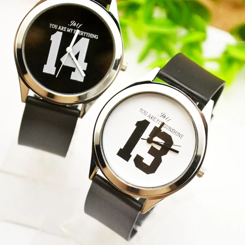 

Korean version of genuine leather belt waterproof simple student watches fashion trend quartz male watches female couple couples