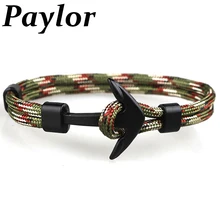 Paylor Hots Многослойные веревка браслет браслеты Hombre надеюсь морской якорь в виде морского якоря Браслеты Для мужчин дружеский подарок