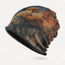 Шляпа воротник двойной с шапка мужской открытый езды бурелом печать плюс кашемир теплая шапка 0235