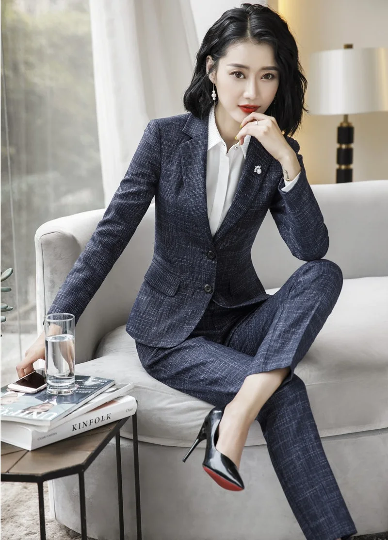 

High Quality Fabric Formal Blazers Women Business Suits With Jackets and Pants Uniform Styles Ladies Work Wear Pants Suits