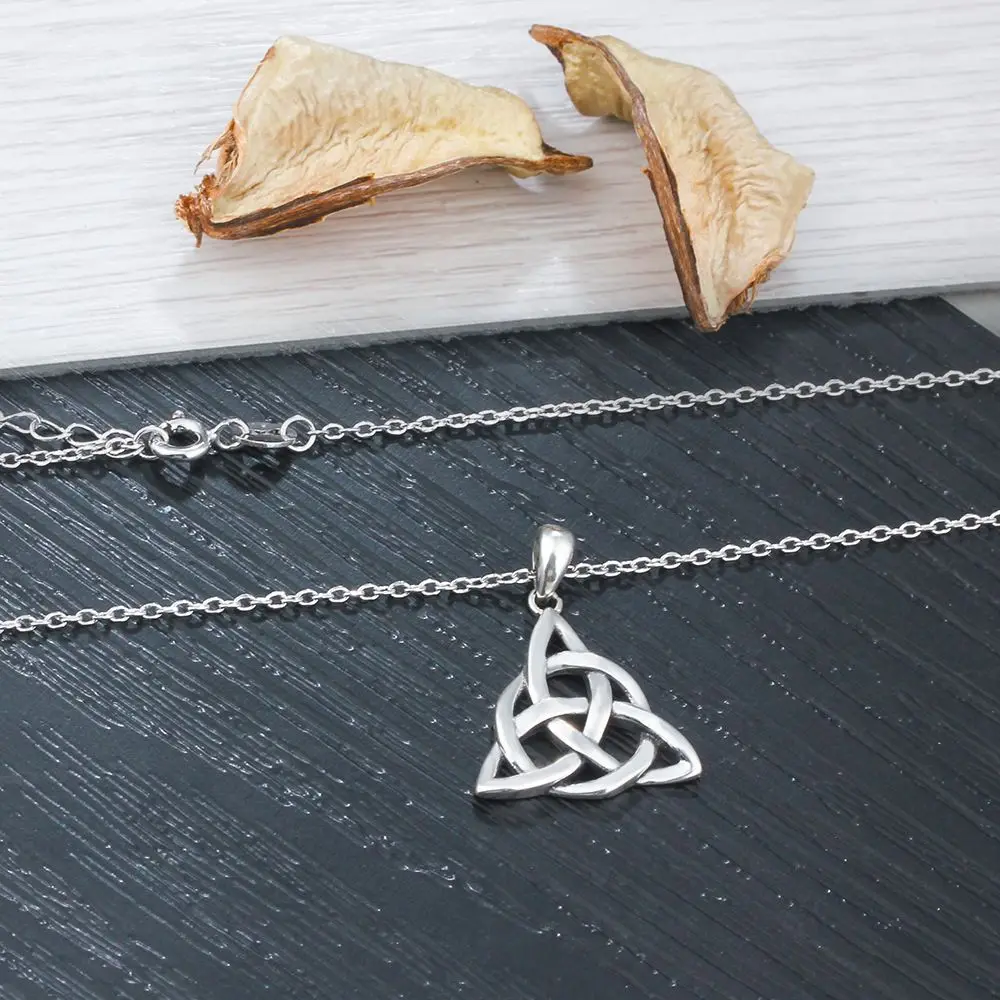 Vintage Jewelry Triquetra Trinity Knot Pendant Necklace 925 Sterling Silver Necklaces & Pendants for Women (JewelOra NE101914) - Image 5