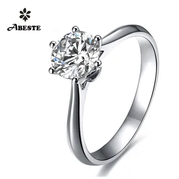 

ANI 18K Solid White Gold (AU750) Women Engagement Ring 0.3 CT Certified I/SI Solitaire Natural Diamond 6 Claws Classic Rings