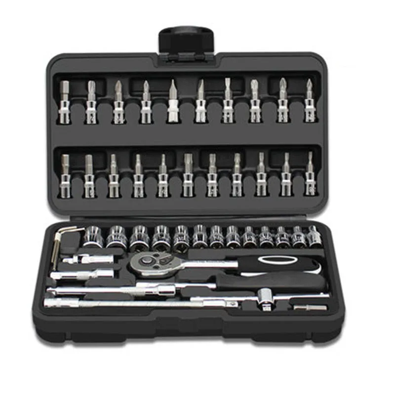 46 Pcs Socket Set Sleeve Auto Repair Tool Combination Ratchet Wrench