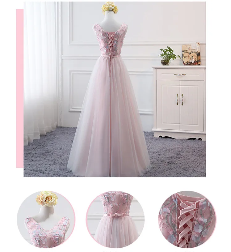 BSY999 # розовый Чистая Пряжа Лодка шеи на шнуровке Длинные платья невесты Свадебная вечеринка платье для выпускного оптовая продажа модные