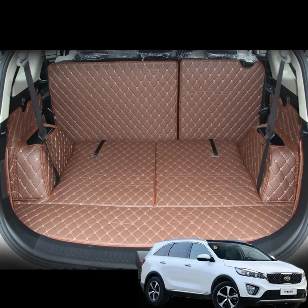 Волоконно кожаный коврик для багажника автомобиля kia carens 2013 2014 2015 2016 2017 2018 2019 rondo