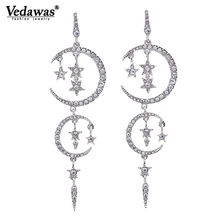 Vedawas, новинка, роскошная полная подвеска Звезда Луна, серьги для женщин, модные массивные серьги-гвоздики, вечерние, аксессуары, подарок xg1206