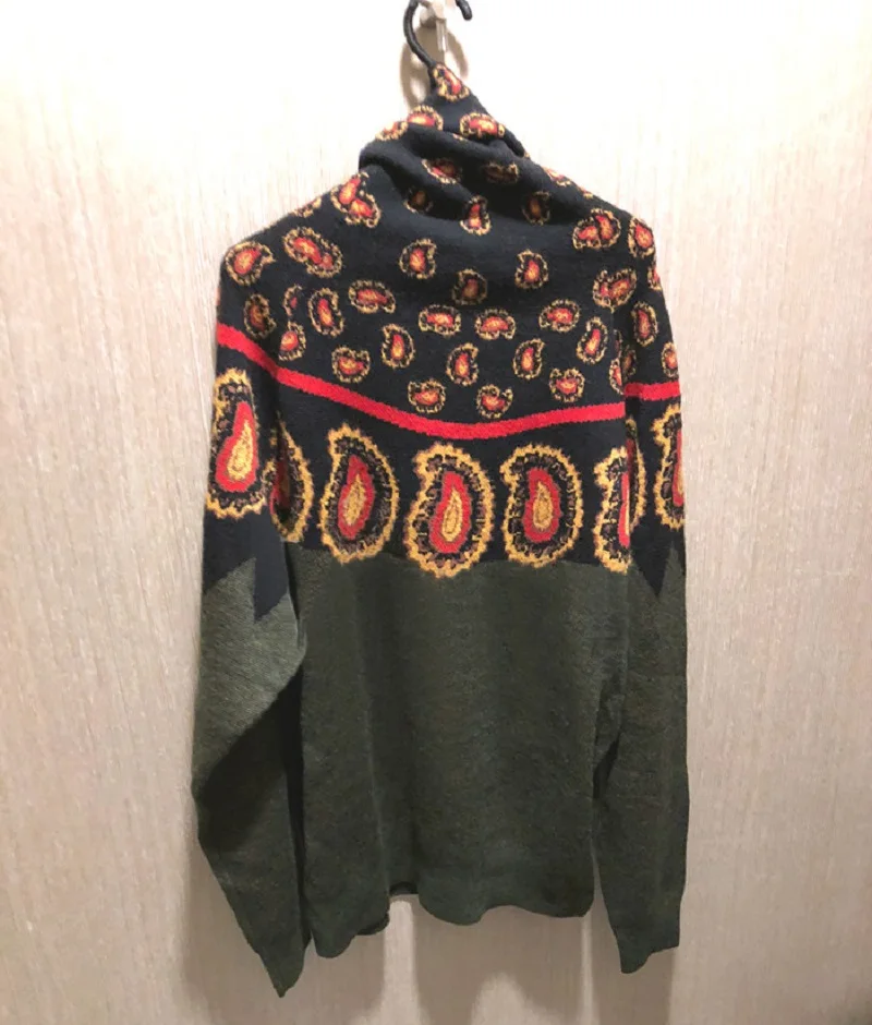 2019 Winter Vintage Dot Print Women Turrleneck Sweater Pullovers Runway Long Sleeve Female Christma