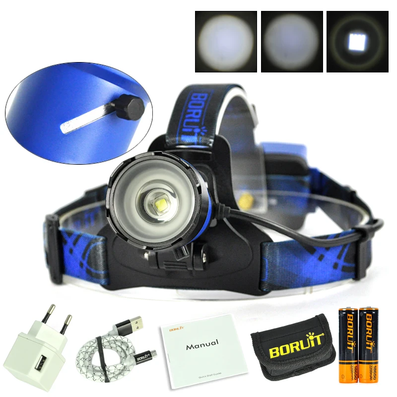 

B13 LED Headlamp 3 Mode Brigtness Rechargeable CREE L2 Head Light With Power Bank Zoomable Head Lamp for Camping Running Hiking
